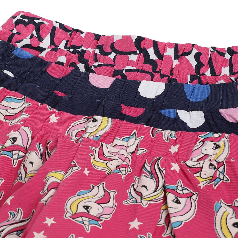 Girls Multicolor Printed Shorts (Pack Of 3) image number 8
